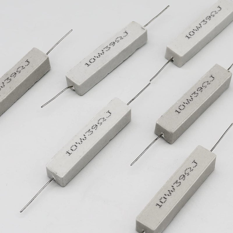 Dimlove Cement Resistor,10 PCS 10w 39 Ohm 5% Axial Lead Wire Resistor White Wound Fixed Ceramic Cement Resistors Wirewound Cement Power Resistors Flame Heat Moisture Resistance Precharge Horizontal Resistors - Image 5